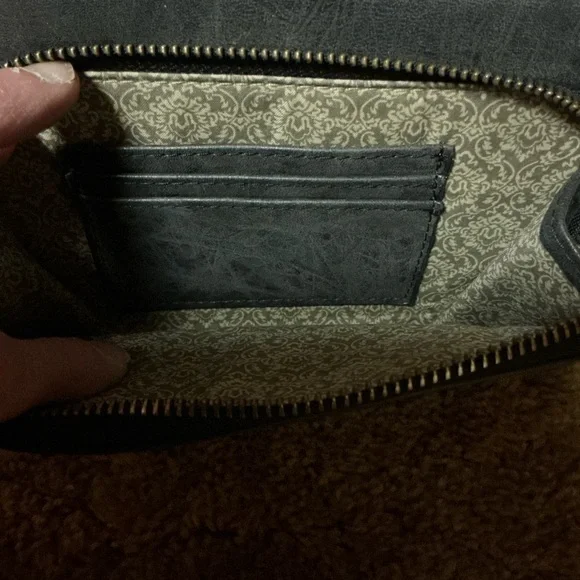 Joy Susan Black Vegan Leather Crossbody Purse with Wristlet Strap - Picture 3 of 11